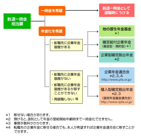 脱退一時金の取り扱いの選択肢